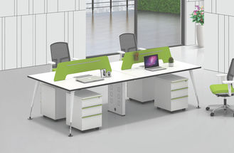 Cina 4 orang cluster tatap muka bentuk mangkuk meja kantor furniture 2400x1200mm pemasok