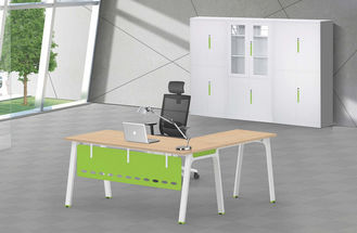 Cina A3060 leg L bentuk meja perabot kantor dengan bagian atas dan kabinet kayu pemasok
