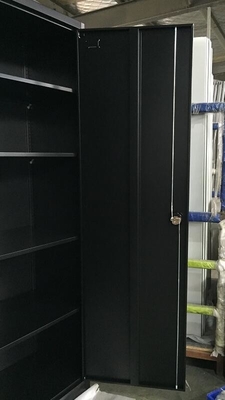 Pintu baja berayun terbuka Lemari Penyimpanan Warna hitam RAL9005 Kunci petir H1850XW900XD400mm, KD struc pemasok